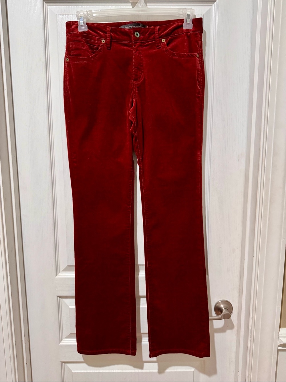 Christopher blue burnt orange rust corduroy pants straight leg ladies 6 x 33